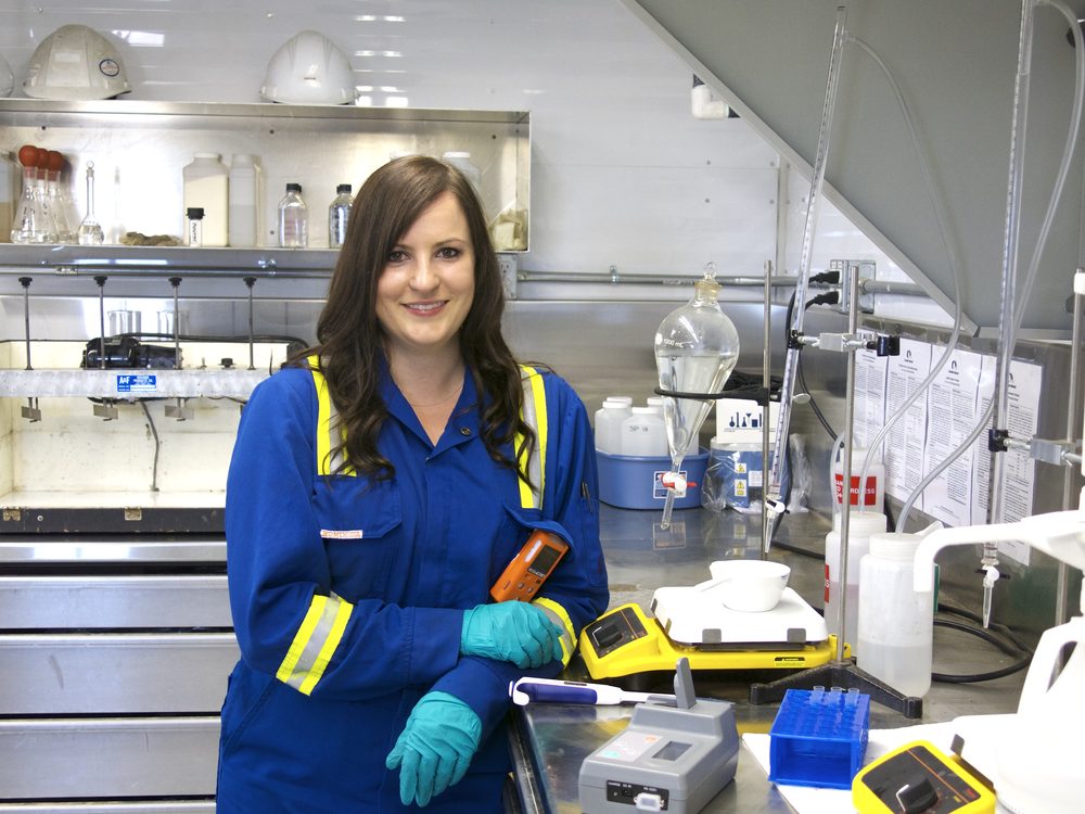 Roberta Wasylishen, President and Founder of Fluid Intelligence, in the Clairmont Analytical Laboratory